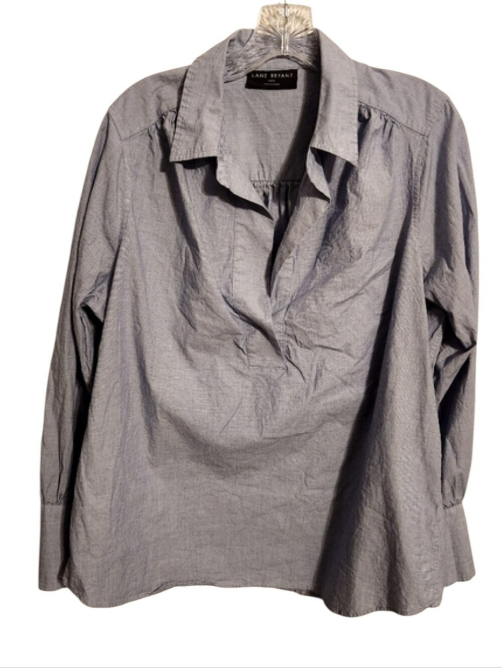 Lane Bryant | Women’s Blue Quarter V-Neck Collared Blouse (Size 14/16) - Picture 1 of 12
